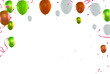 Illustration of a frame with balloons and confetti on a white background