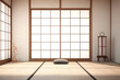 Emtpy japanese style room with tatami mat floor