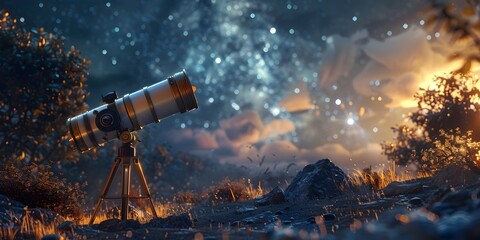 Wall Mural - telescope gazing into the boundless expanse of cosmic imagination and possibility