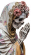 La Catrina as a statue, Day of the Dead in Mexico, isolated on a transparent background
