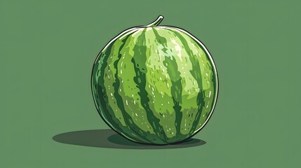 Poster - a illustration of a watermelon isolated on a green background