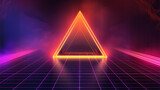 Fototapeta Perspektywa 3d - 90s 80s retro synthwave futuristic background with grid and glowing light gradient.
