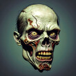Scary halloween zombie face.  illustration.
