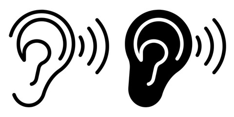 ofvs564 outlinefilledvectorsign ofvs - ear listening vector icon . isolated transparent . black outl