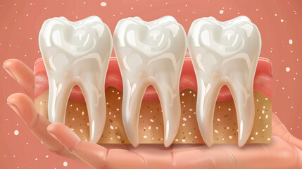 Person Holding Three Tooth Models