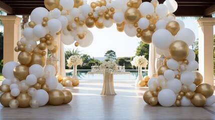 Elegant White and Gold Balloon