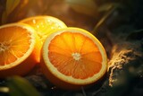 Fototapeta Niebo - Ripe Orange fruit photo. Food organic. Generate Ai