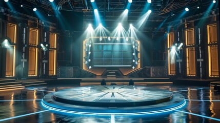 Wall Mural - Free stage with lights, lighting devices