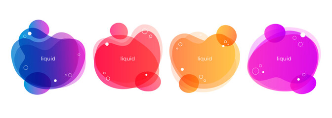 Fototapete - Set of abstract liquid shapes. Bright splashes. Dynamic vibrant color gradients for creative graphic design. Vector illustration.
