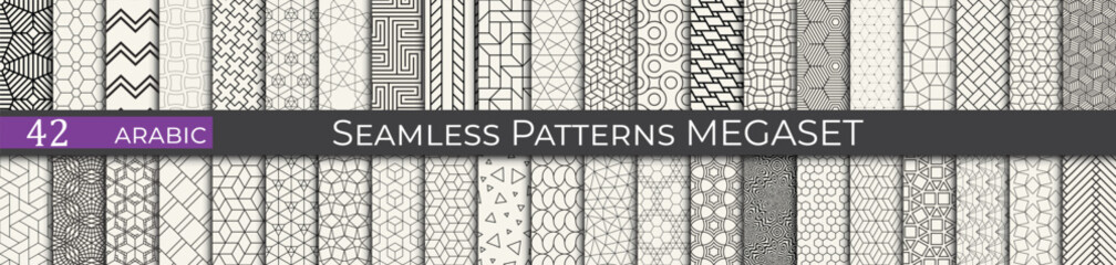 Wall Mural - Vintage geometric pattern set. Arabic pattern textile collection.