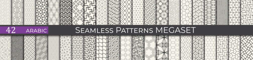 Wall Mural - Vintage geometric pattern set. Arabic pattern textile collection.