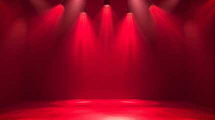 Wall Mural - red colour stage background wallpaper with spotlight from above