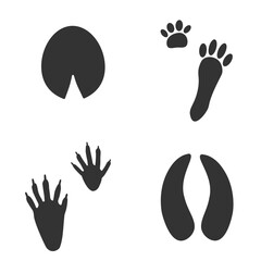 Wall Mural - Footprints of  Animal, Traces of a rabbit, horse, deer, raccoon on white background.  Silhouette animal tracks in gray. Paw Print for your  design. Vector illustration. EPS10.