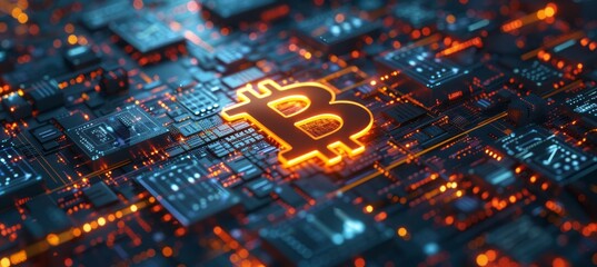 Leinwandbilder - Bitcoin money symbol.  Generative AI technology.