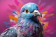 Vibrant Pigeon bird art. Creative head. Generate Ai