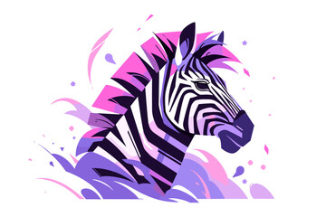 Wall Mural - Geometric abstract zebra head purple colored. Flat vector illustration