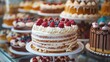 A display of a bunch of cakes on top of each other, AI