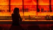 © starush - A woman sitting at a bar with her back to the camera, AI