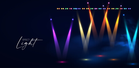 Wall Mural - show light. colorful spotlights with fay. transparent light effect.