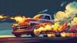 Truck race with flames