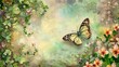 background, Floral Butterfly Frame with Nature-inspired Design for a Beautiful Decoration or Card Art with a Touch of Summer and Love