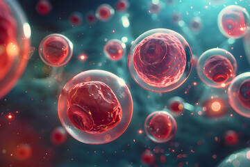 Human cells on scientific background. 3d illustration