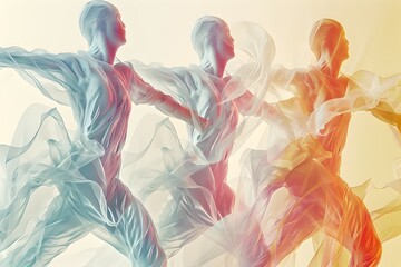 Wall Mural - Cosmic Choreography:A Mesmerizing Dance to the Rhythm of Universal Synchronicity,Captured in Pastel Hues and Cinematic Elegance