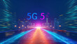 Next-Generation Connectivity: Highlight the transformative impact of 5G networks on digital connectivity, featuring an image illustrating the rapid data transmission and network reliability in a conne