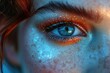 Render a makeup artist creating a fantasy-inspired look with dramatic, ethereal eye makeup