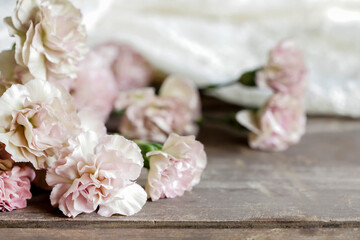 Canvas Print - Bouquet of pink carnation flowers.