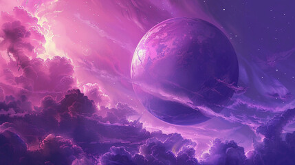 Wall Mural - purple and pink planet vast fantasy background artwork