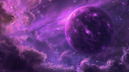 Wall Mural - Purple and Pink Planet Vast Fantasy Background Artwork