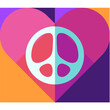 love and peace vector geometric emblem with heart