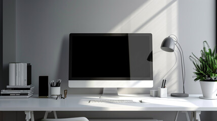 Wall Mural - modern desktop workspace modern office interior with computer