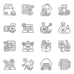 Wall Mural - Set of Finance Linear Icons 

