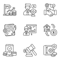 Wall Mural - Set of Finance and Development Linear Icons 

