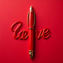 The Word Love Written In Red Color Cursive With A Red Pen A Passionate Declaration