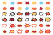 © athikom - comic blast bomb bang boom burst explosion set graphic design pop art illustration retro vintage fun action blow effect decorative bubble dialog message sign frame explode outline cartoon