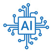 Artificial intelligence icon. Simple ai system logo. Microchip processor AI.