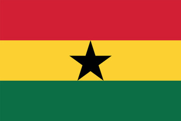 Wall Mural - Flag of Ghana. The Ghanaian tricolor flag with a star. State symbol of the Republic of Ghana.