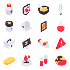 Canvas Print - Set of Medical and Pharmacy Isometric Icons

