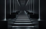 Fototapeta Perspektywa 3d - abstract perspective background, dark light, 3d render