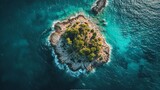 Fototapeta  - An aerial view of a small island surrounded by water, AI
