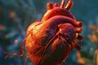 Human heart with blood vessels. 3d medical background.