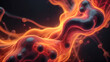Abstract liquid background. Futuristic fluid backdrop. Orange color. Neon smoke. Wave shape. Flowing energy. Sci-fi stock illustration