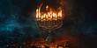 Jewish Religion holiday symbol for Hanukkah in hanukkiah Menorah with burned out candles. generative ai 