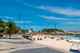 Fototapeta Paryż - Arpoador beach in Rio de Janeiro, Brazil. Cityscape of Rio de Janeiro.