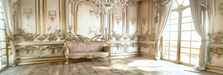 Wall Mural - Timeless Elegance: An Interior Glimpse into a Luxurious House with Baroque Details and Classic Style