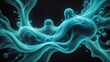 Abstract liquid background. Futuristic fluid backdrop. Green blue color. Neon smoke. Wave shape. Flowing energy. Sci-fi stock illustration