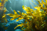 Fototapeta Dmuchawce - Fresh green seaweed growing under water